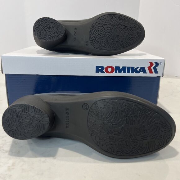 ROMIKA NEW Daisy Black Leather Slip On Booties Shoes Heeled Boho Eu 37 US 6-6.5 - Picture 2 of 13